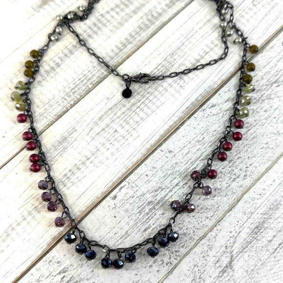 LOFT Beaded Necklace Long Length Multi Color Adjustable 32 inch length - Picture 2 of 2